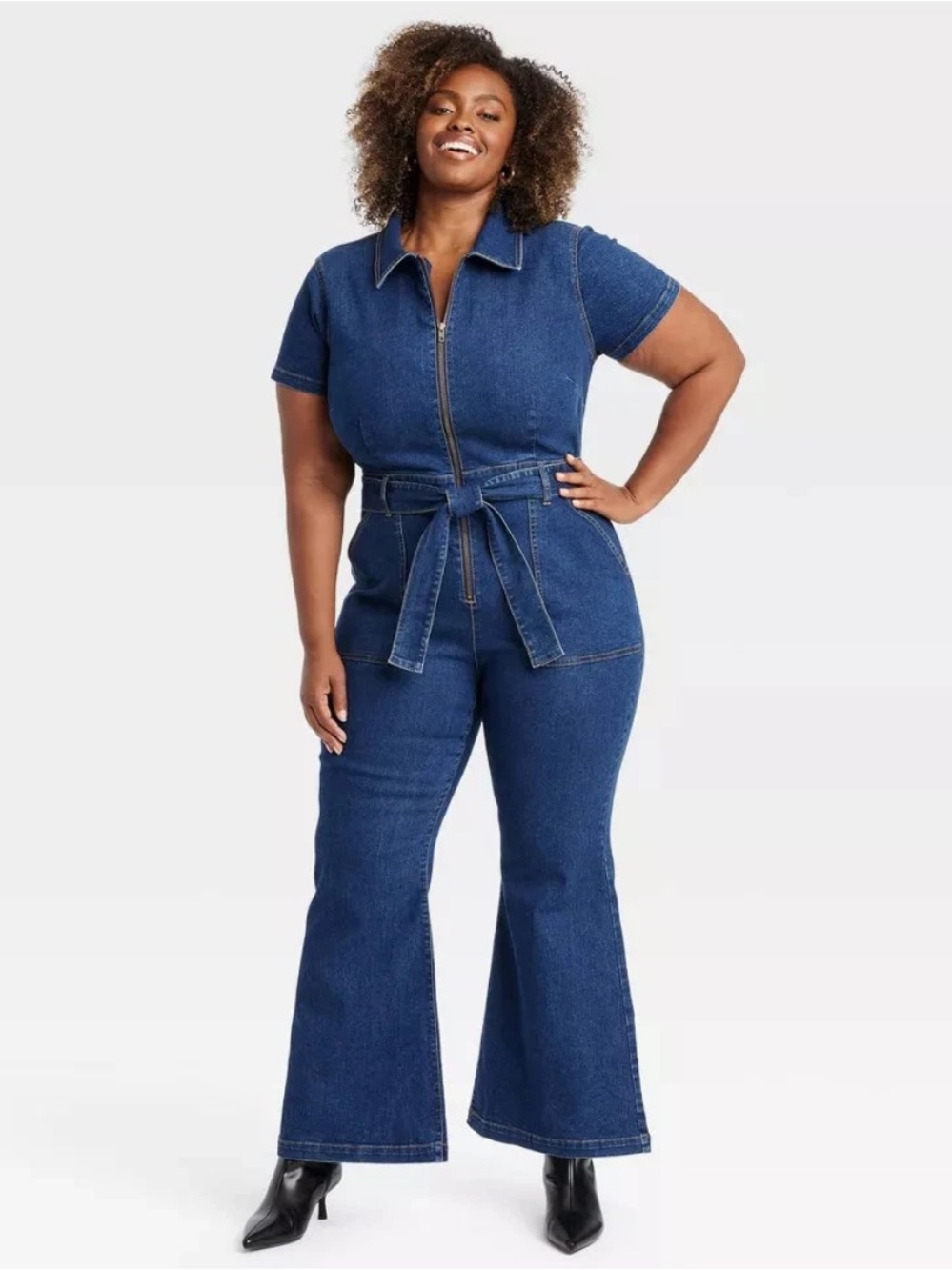 Ava & Viv short sleeve denim jumpsuit